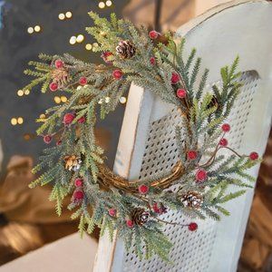 Mountain Pine with Berries Wreath 12 Inch
